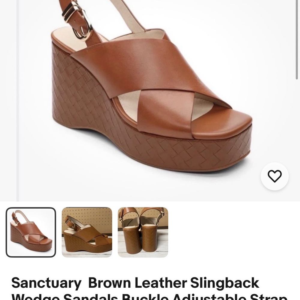 Sanctuary Tan Leather Wedge Sandals
